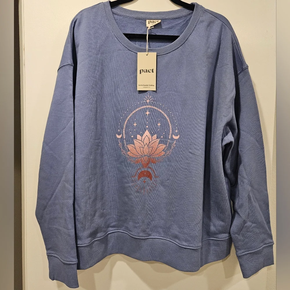 Pact Ombre Lotus Slouchy Crewneck Sweatshirt Organic Cotton 2X - Picture 1 of 7